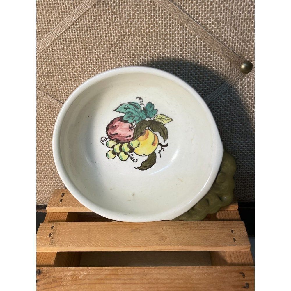 Vintage Pair of Individual Open Soup Bowls Servers Provincial Fruit Green by MET